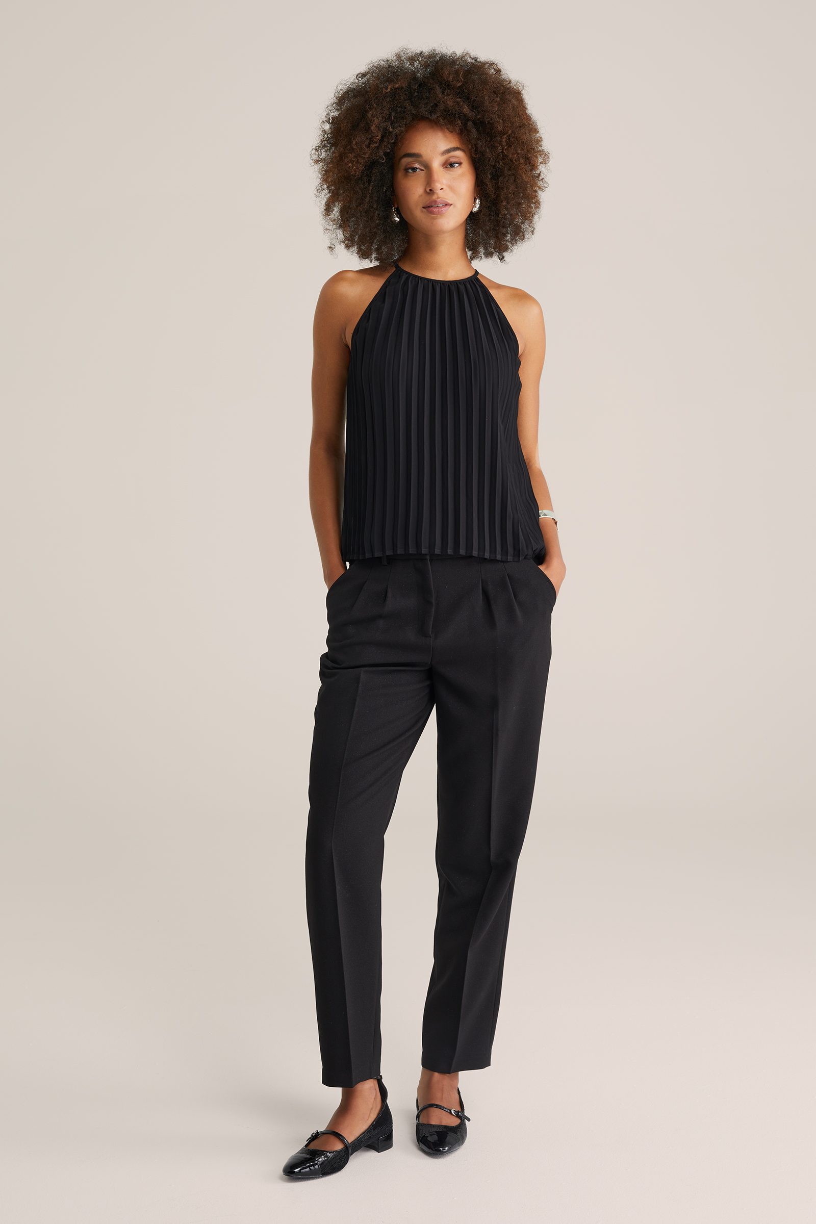 Dames pliss&eacute; haltertop