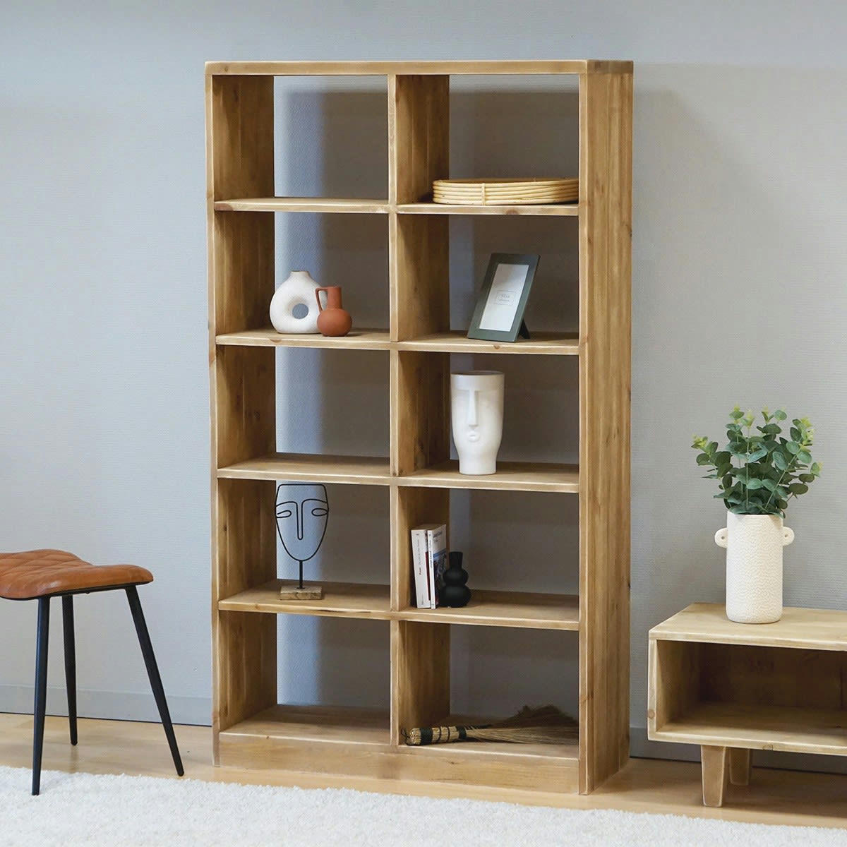 - Bibliothèque 10 casiers bois massif