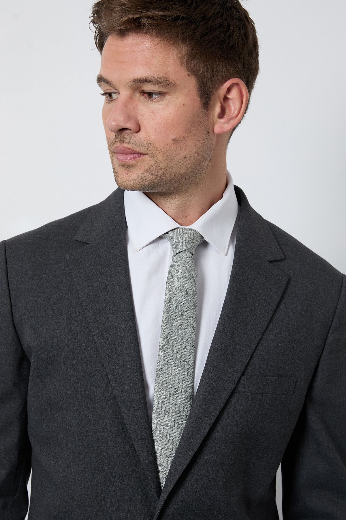 Burton Light Grey Tweed Look Tie