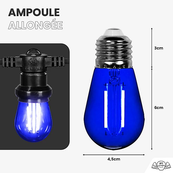 Lot de 20 Ampoules Guirlande Guinguette filament multicolore Led E27 Multicolores - 2W