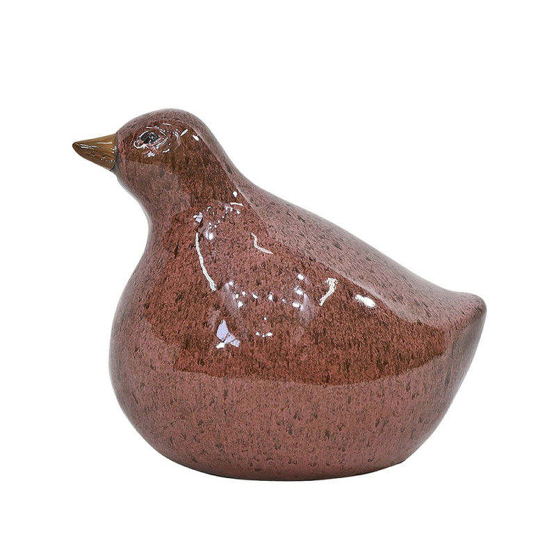 Oiseau en céramique émaillée rouge baie sauvage 25,5 x 20 x 23 cm