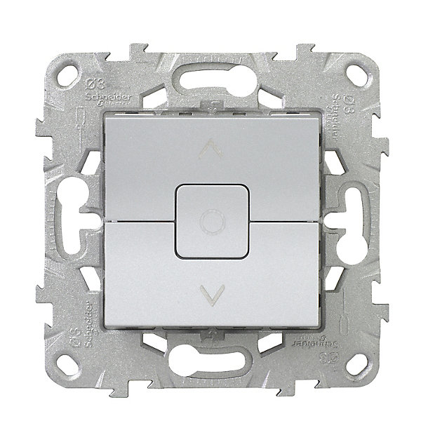 Interrupteur commande volet-roulant 3 boutons montée/descente/stop Schneider Electric Unica Déco aluminium