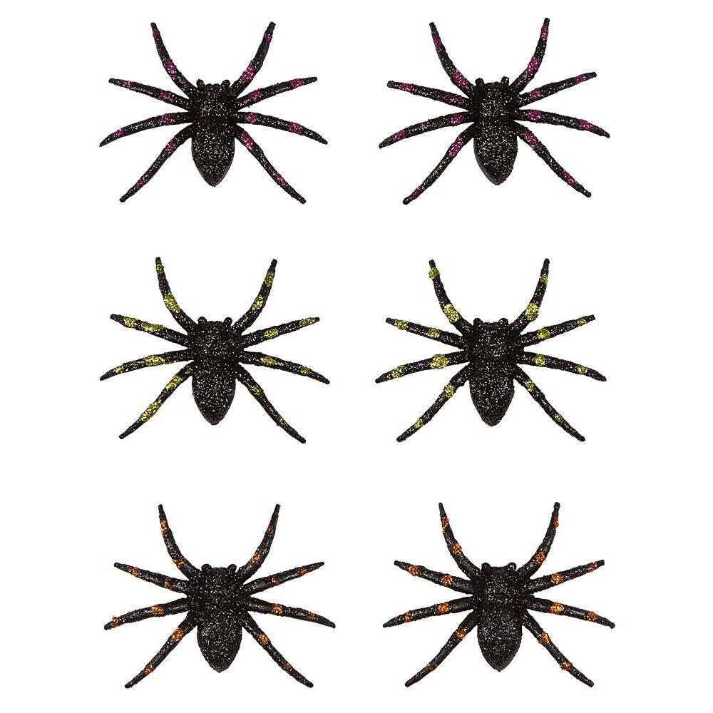 Araignée colorée pailletée décoration Halloween x6
