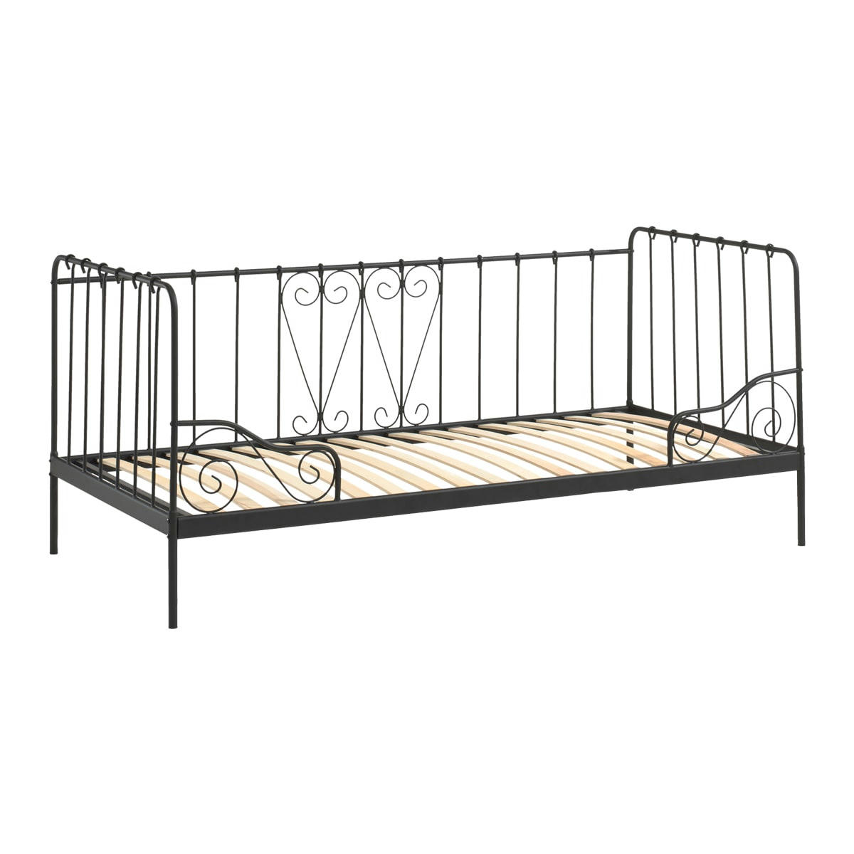 ALICE - Lit capitaine 90x200 sommier inclus noir