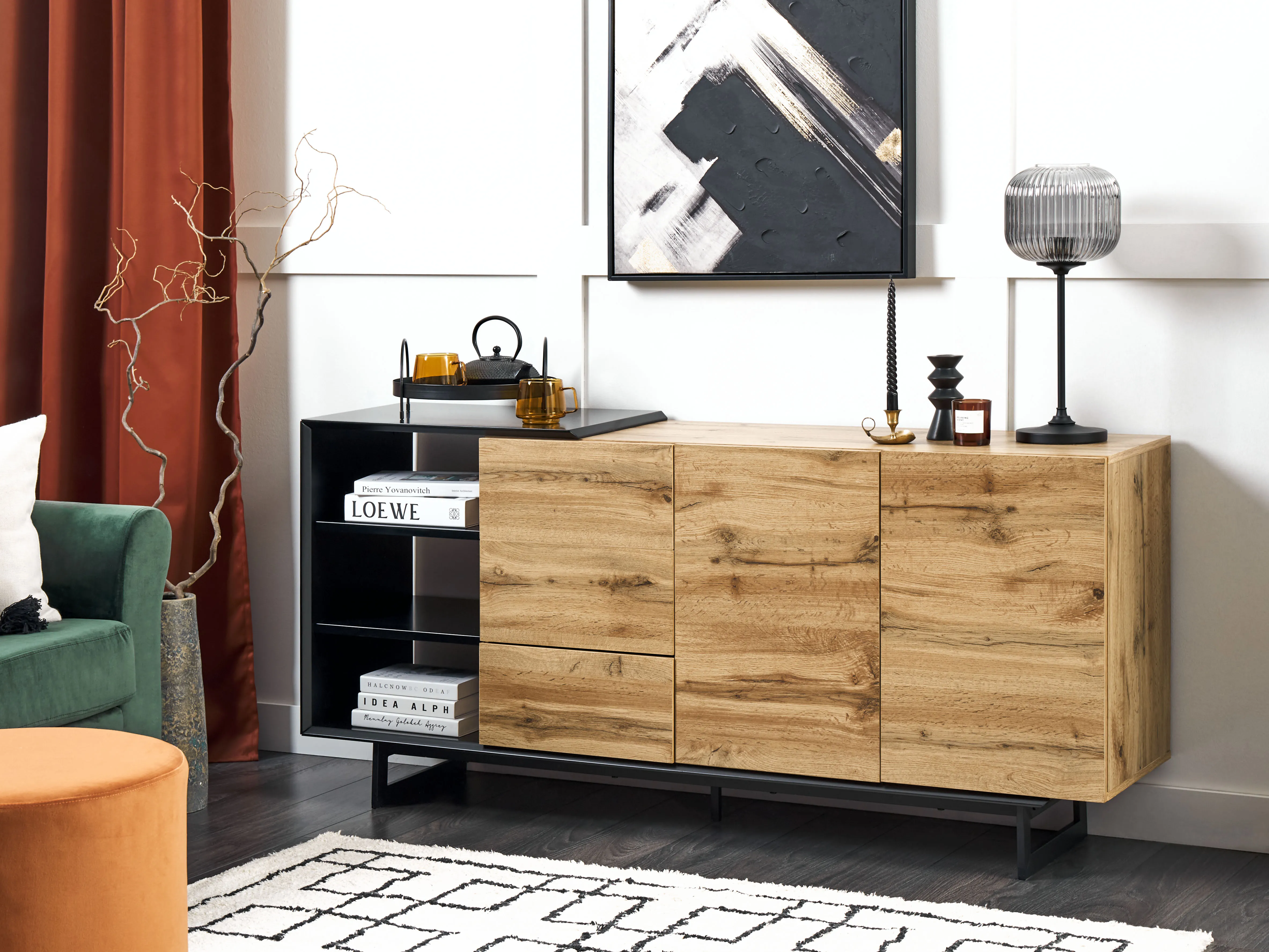 2 Door Sideboard FIORA Brown/ Black