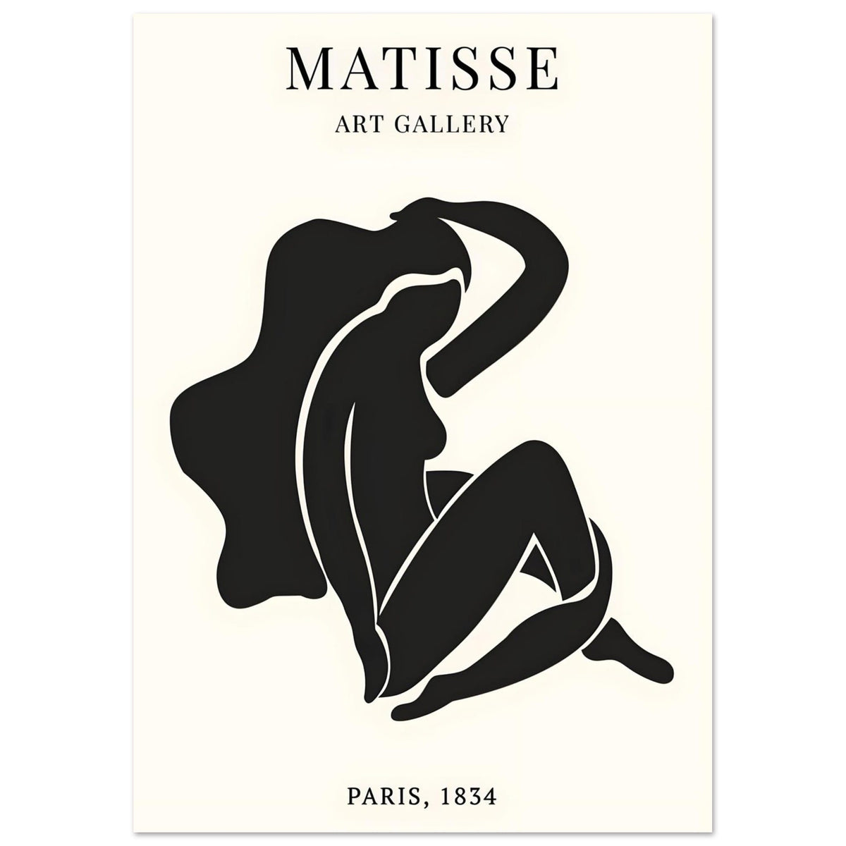 Artfulprints Poster Matisse - Art of a woman  - A4 21x29.7 cm - Zwart / Wit