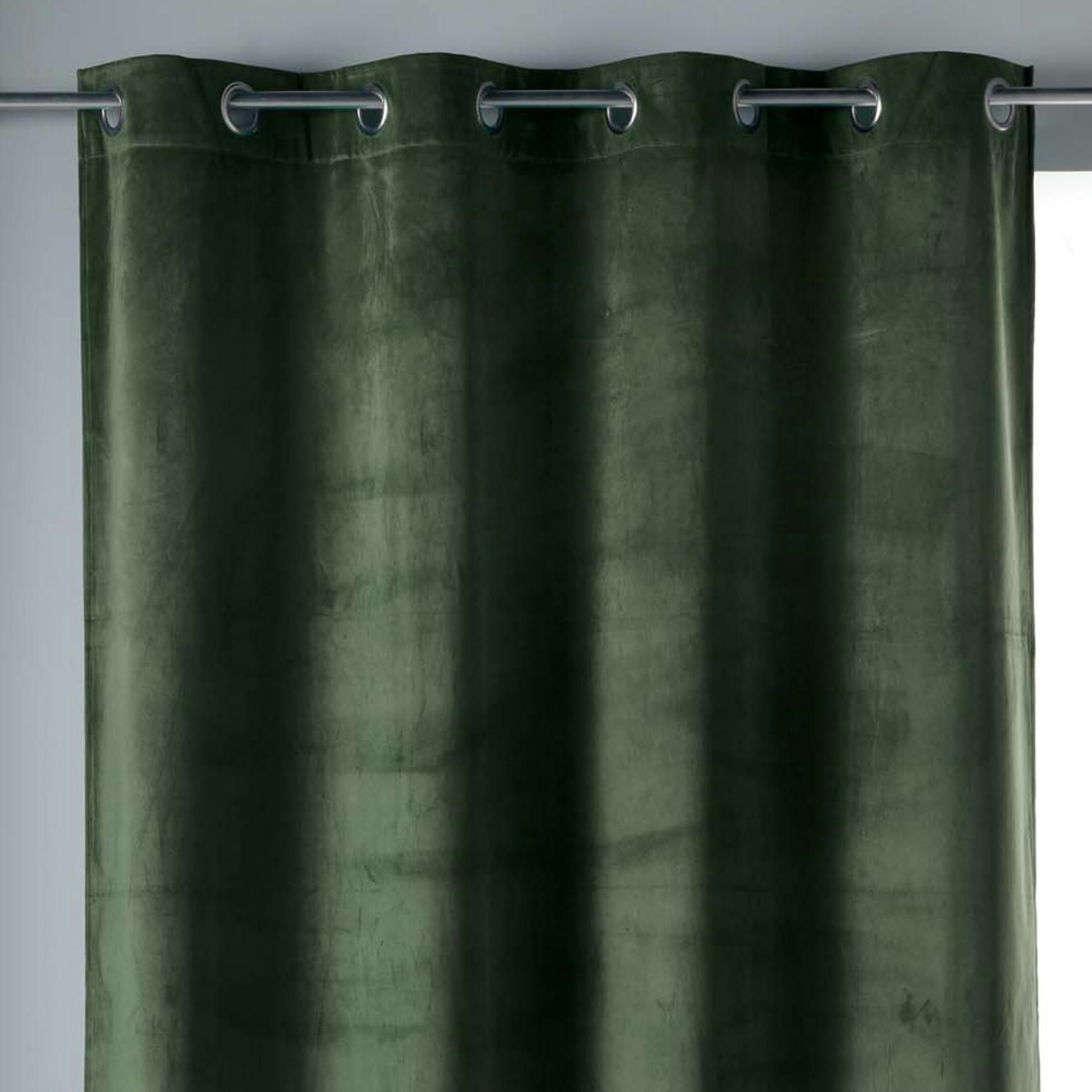 - Rideau tamisant en velours ras kaki 140x240 cm