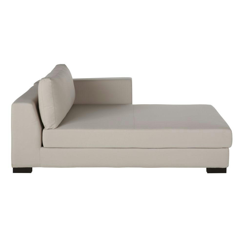 Terence - Méridienne-coffre droite pour canapé modulable en toile mastic