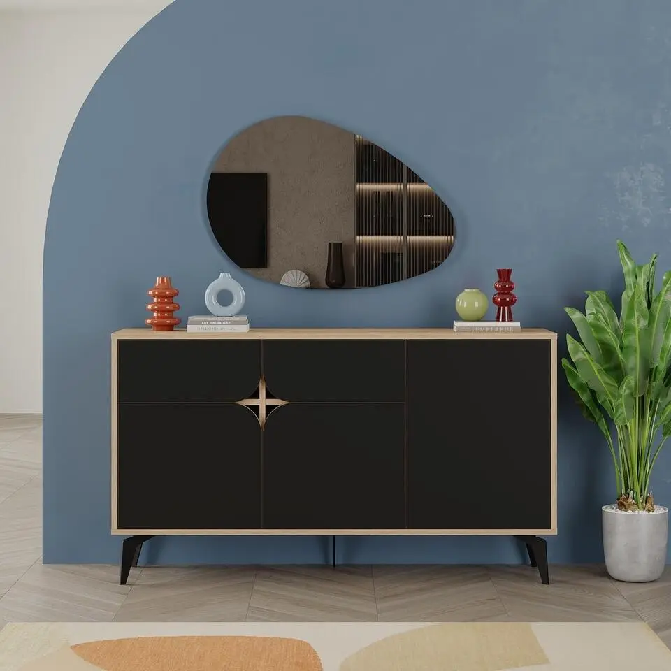 CALICOSY - Sideboard 3 T&uuml;ren FLORA - 40x140x79.3 cm