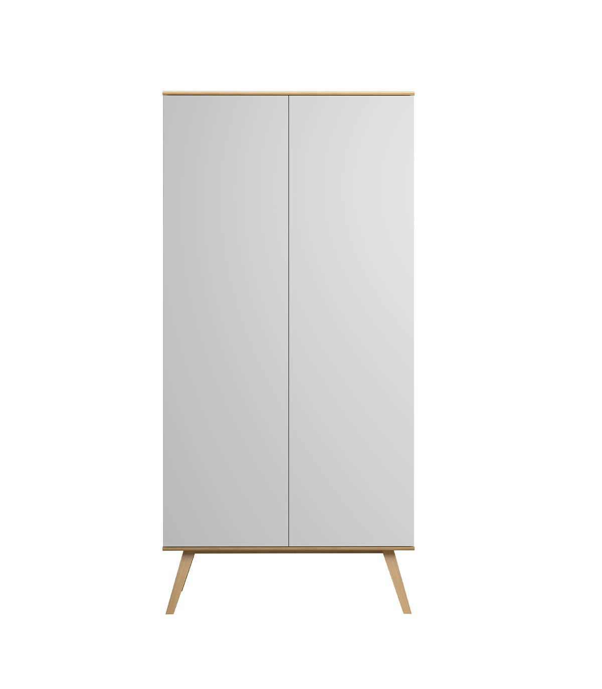 NATURE - Armoire 2 Portes avec Penderie et 8 Étagères L100 x H207cm