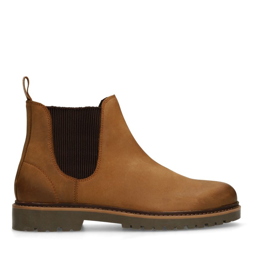 Manfield Cognac nubuck chelsea boots