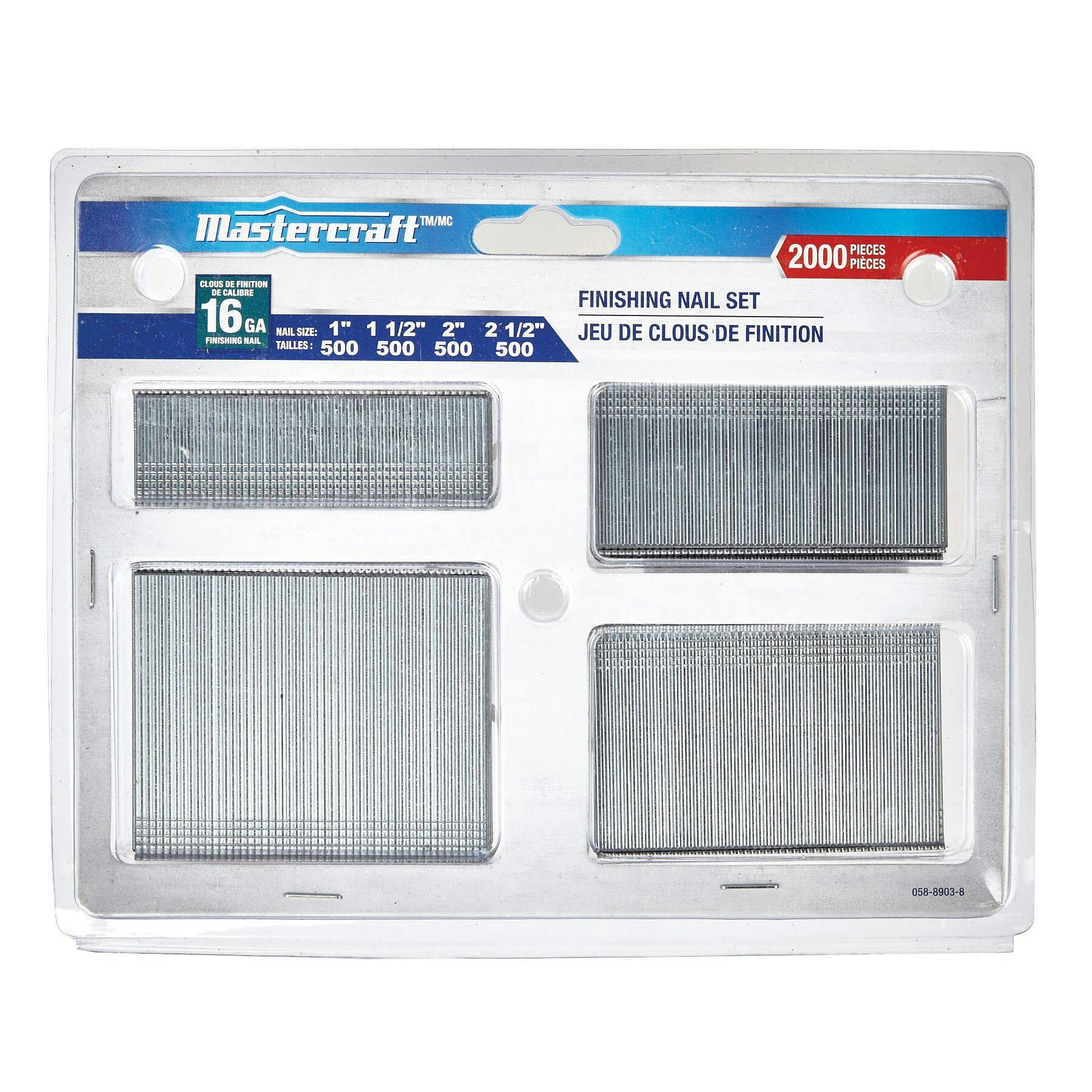 Mastercraft 16-Gauge Finishing Nail Set, Assorted Nail Sizes, 2000-pc