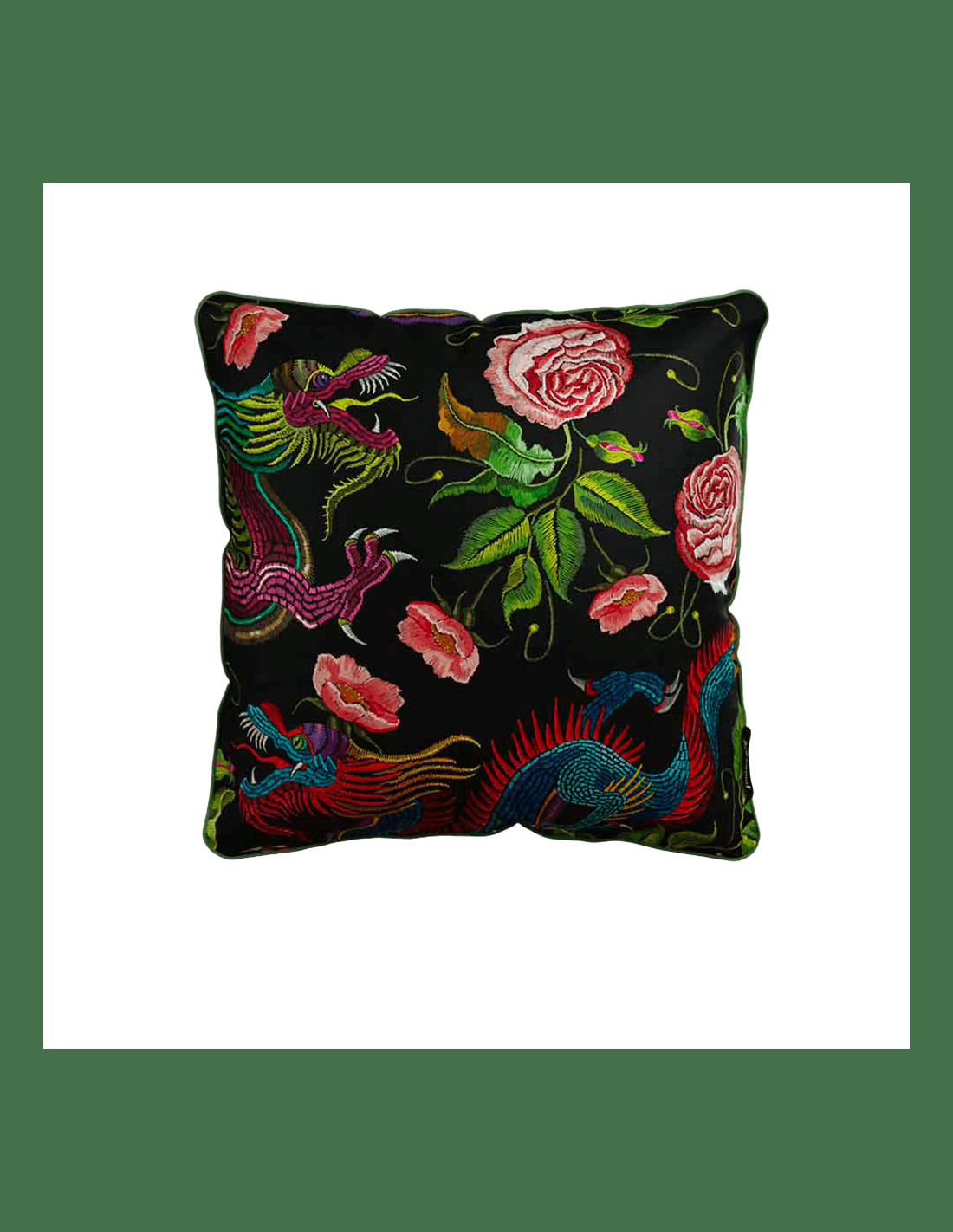 COUSSIN DÉCO - DRAGON FLOWERS - Coussin garni velours imprimé 45x45