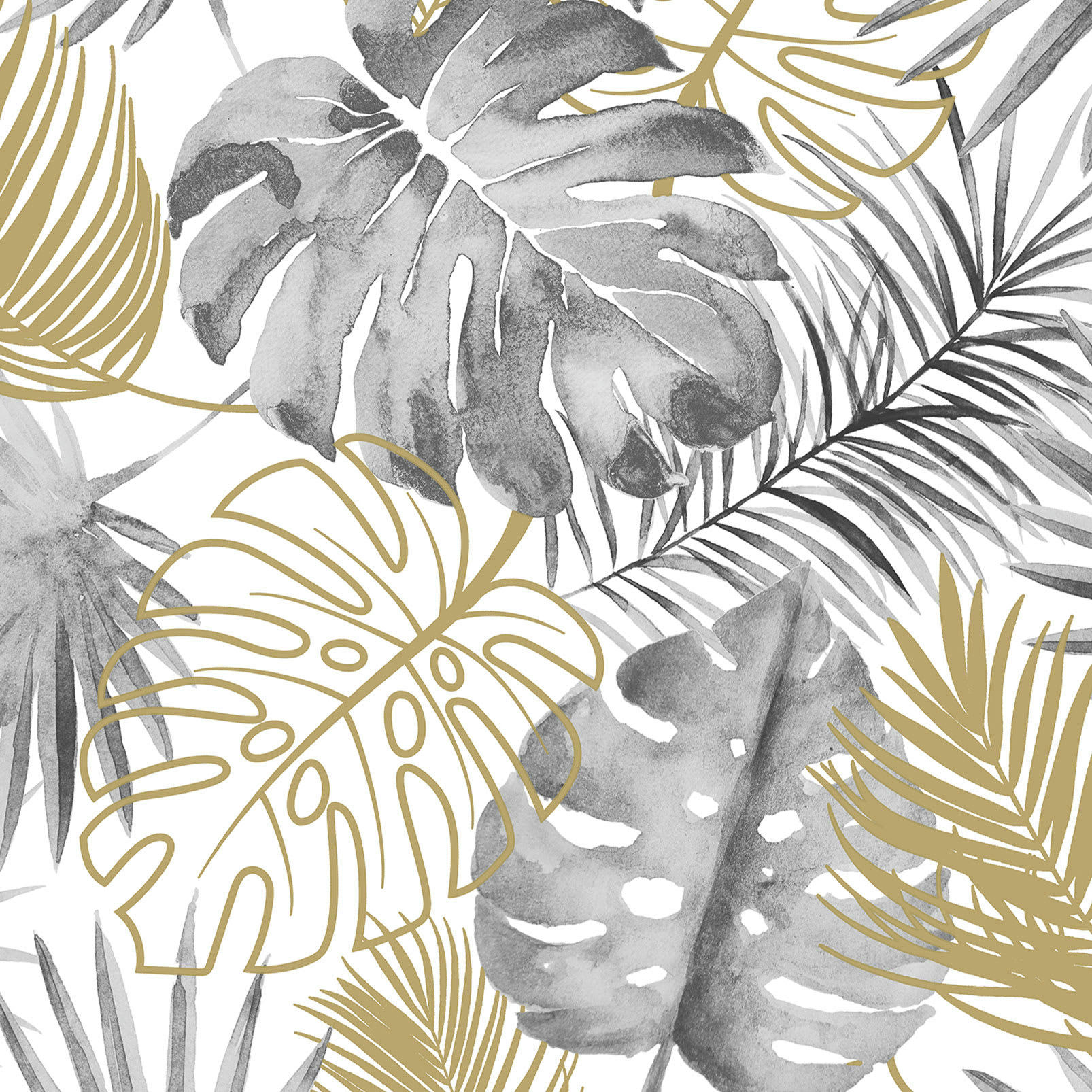 - Papier peint Jungle monstera dorée 0,53x10 mètrescm