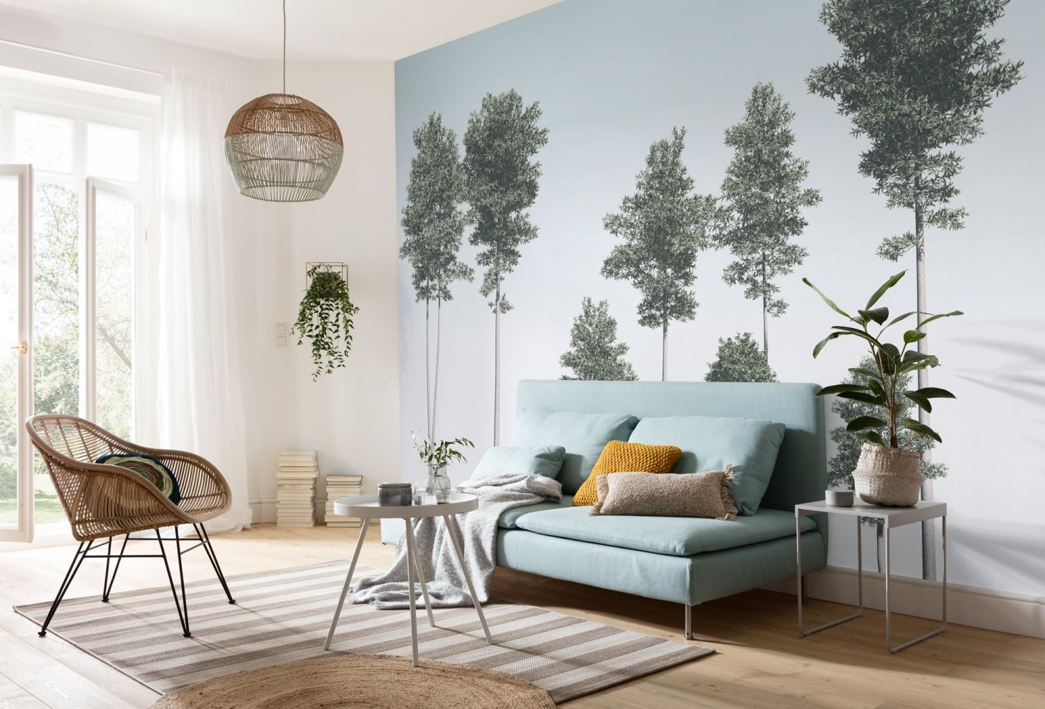 Sanders & Sanders fotobehang bomen groen en blauw - 400 x 280 cm - 612447
