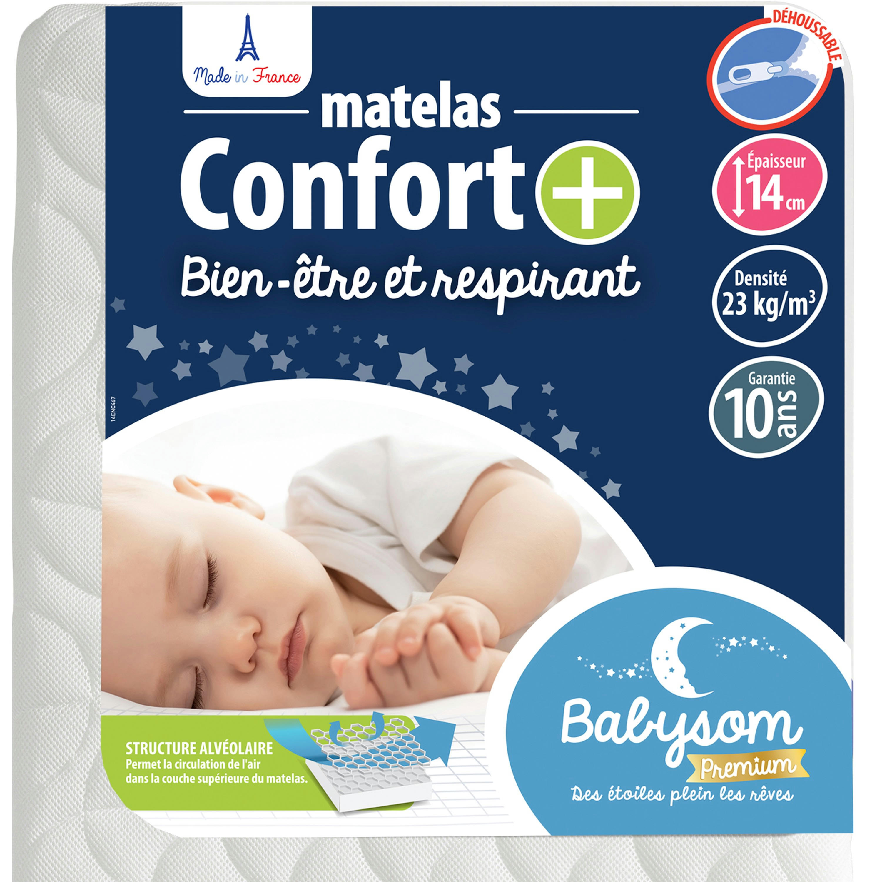 CONFORT+ - Matelas bébé respirant et déhoussable 70x140x14
