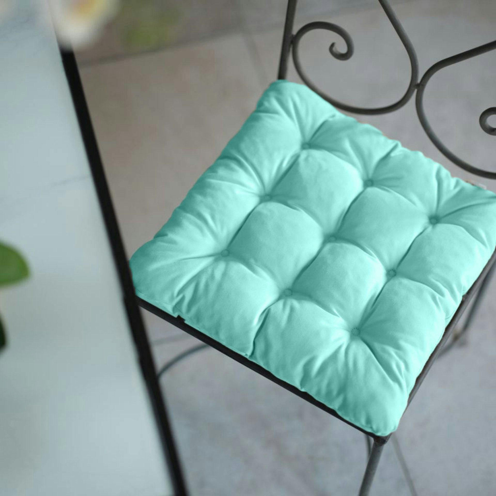 - Lot de 4 Galettes de chaise en polyester 40 x 40 cm bleu caraibes