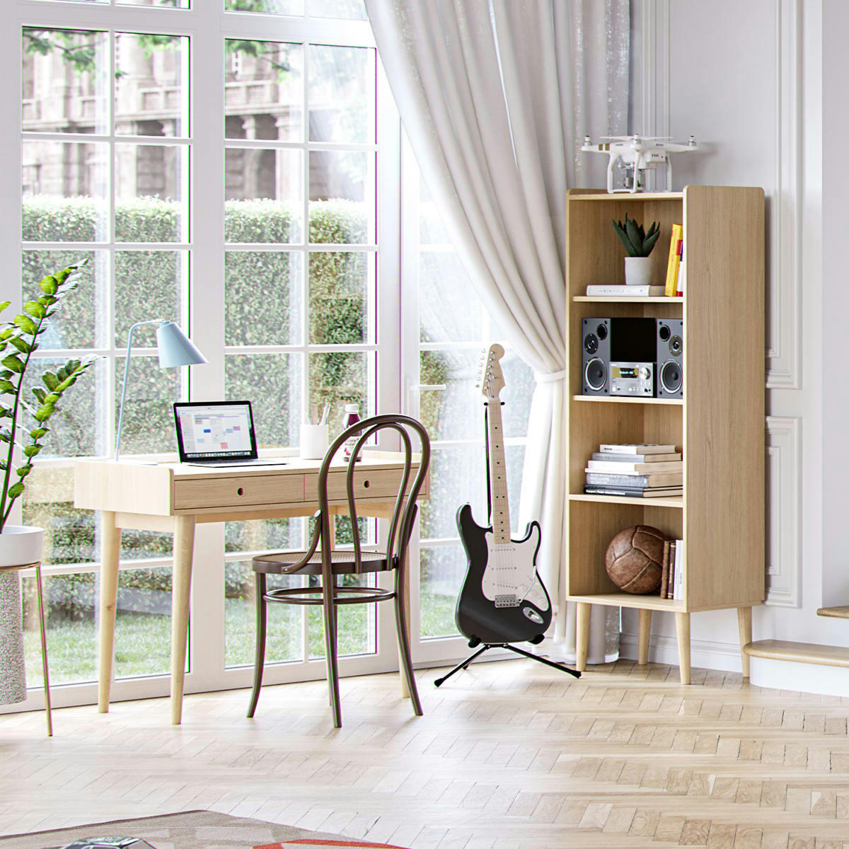 RETRO - Bureau 2 tiroirs naturel