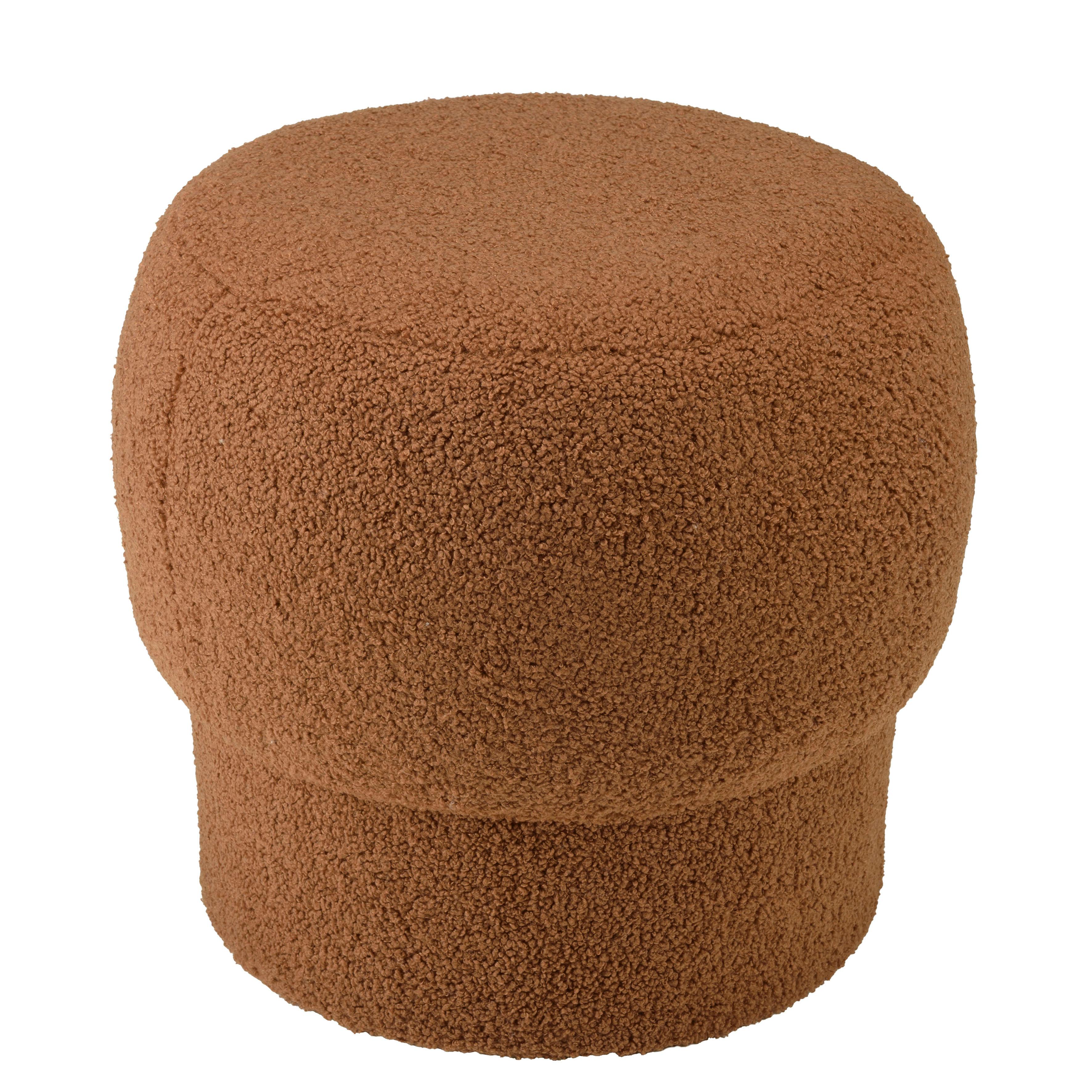 Pouf rond en tissu terracotta CASTILLE