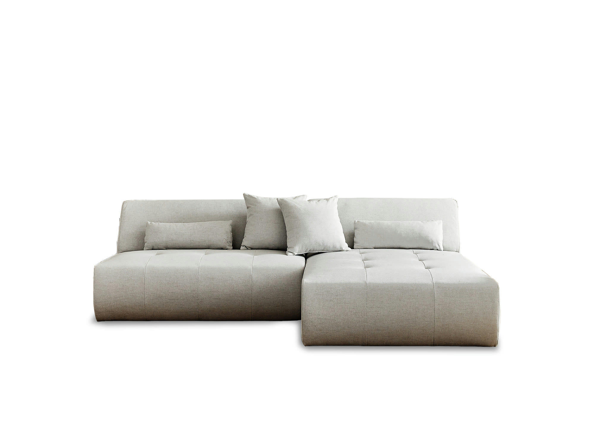 ONYX - Canapé d'angle réversible 4 places en tissu gris clair