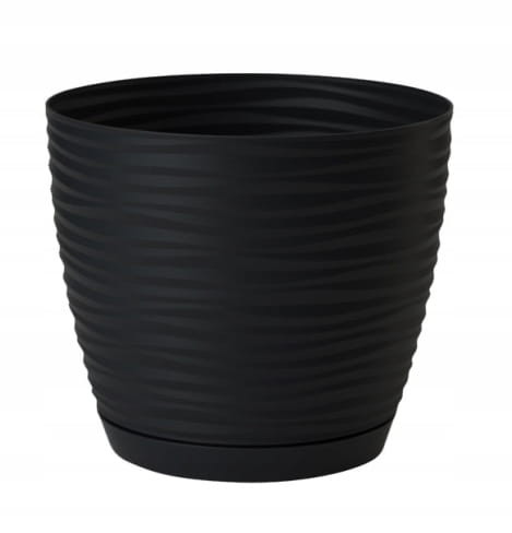 Doniczka z podstawką plastikowa czarna 16,7x15,4 cm Sahara