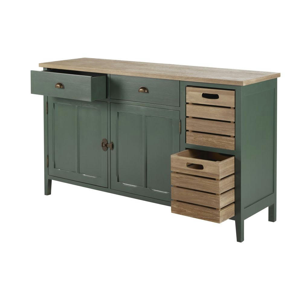 Beaumont - Buffet enfilade 2 portes et 4 tiroirs vert foncé