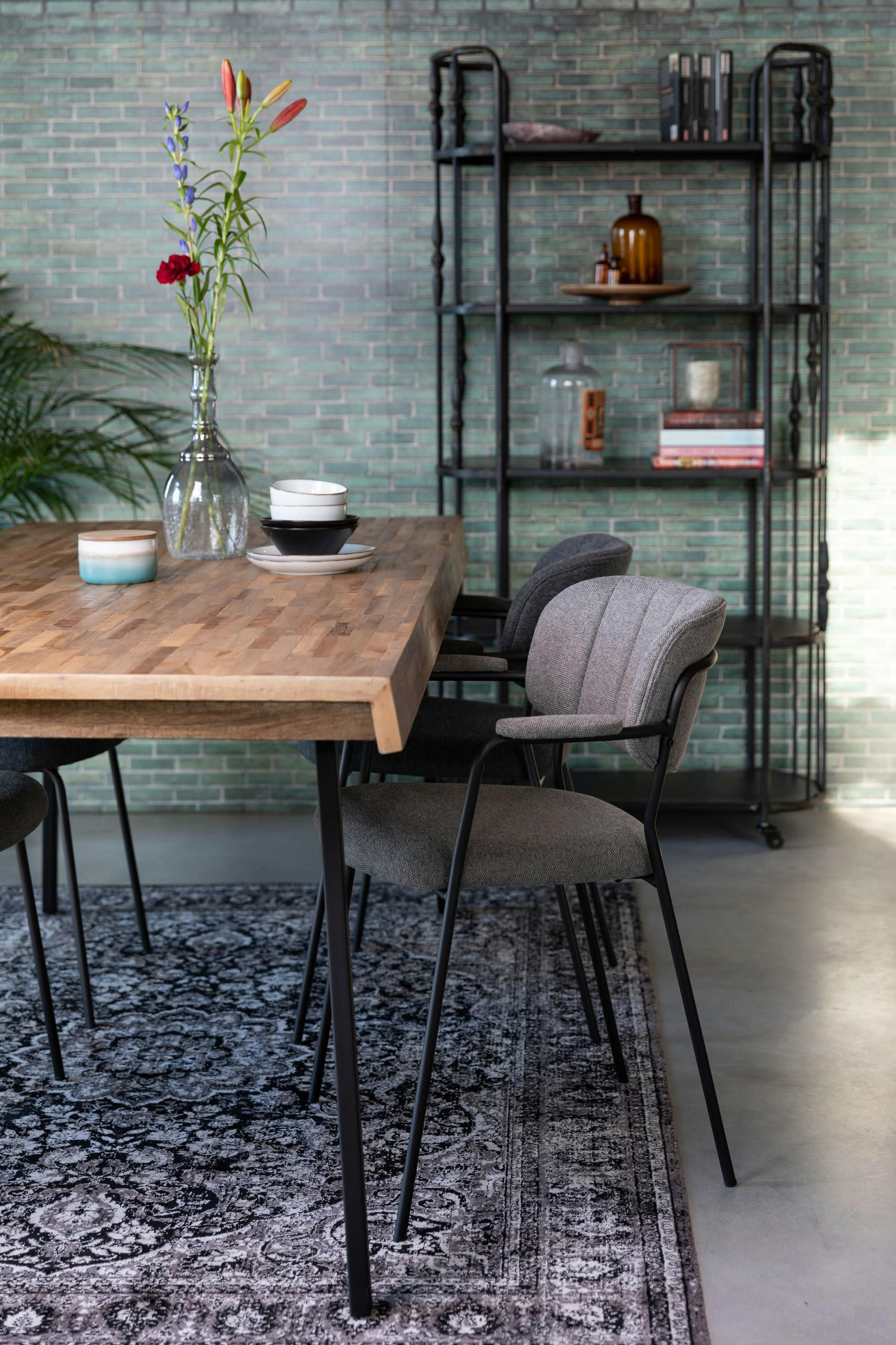 POLLY - Fauteuil en tissu gris foncé