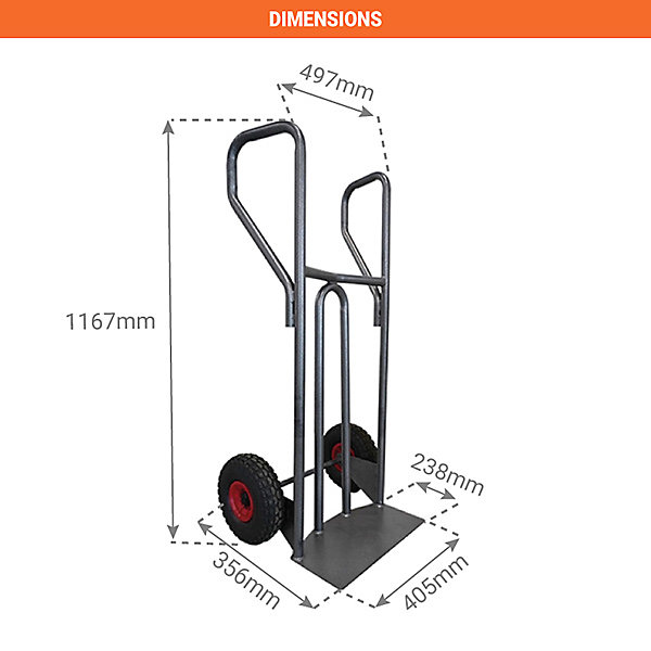 Diable acier charge 400kg - Roues pneumatiques - DVPF400-RG