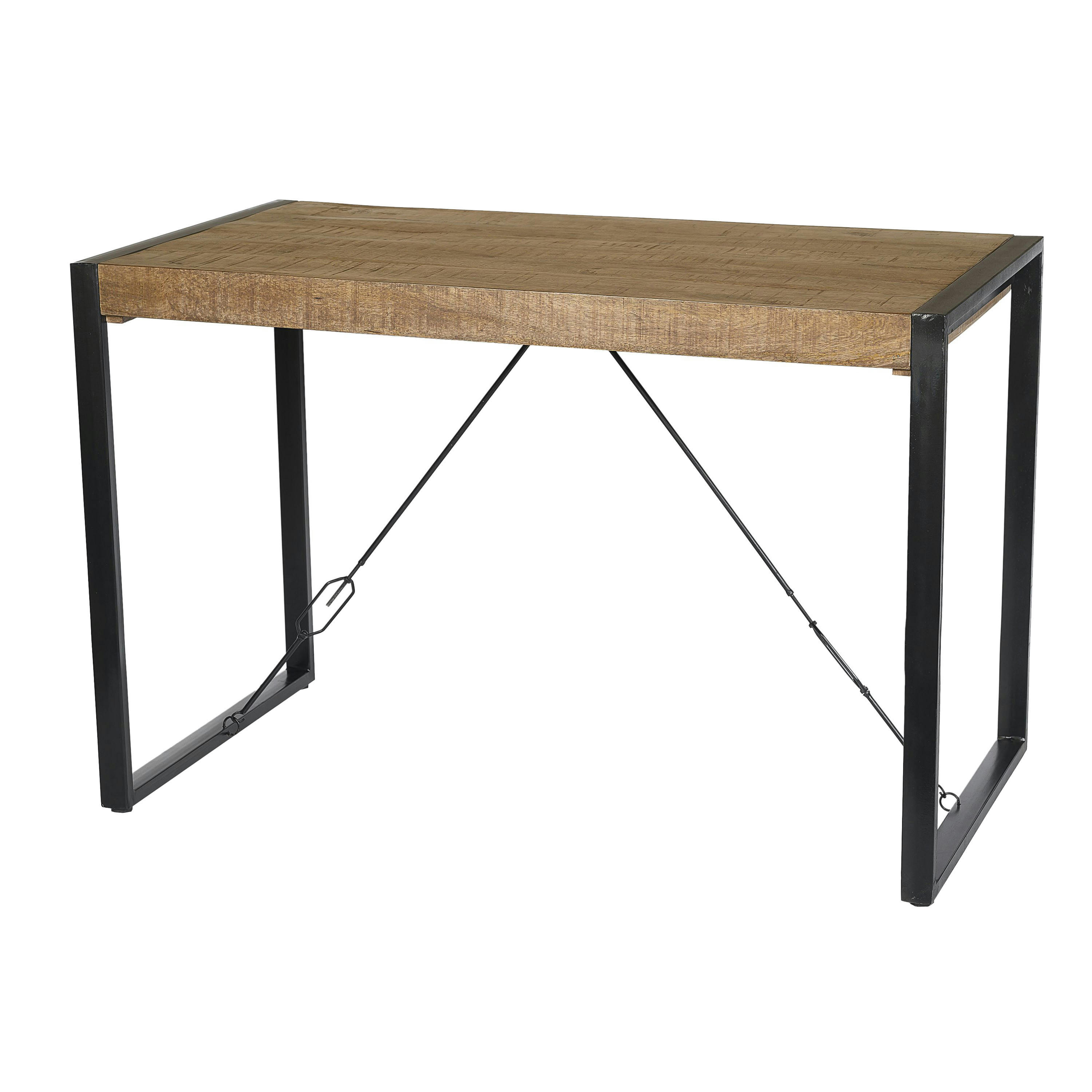 DACCA - DACCA-Table de bar 6 personnes L140 cm, Manguier massif et métal noir