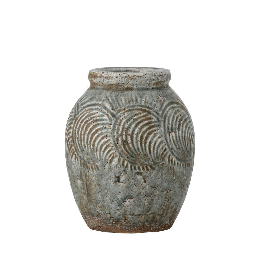 DAMIAN - Vase en terre cuite H22cm vert