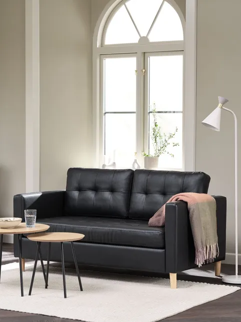 Sofa FALSLEV 2-pers. sort kunstlæder