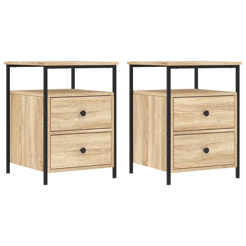2x Szafka Nocna Brązowa z Regulowanymi Nóżkami Do Sypialni 44x45x60 cm