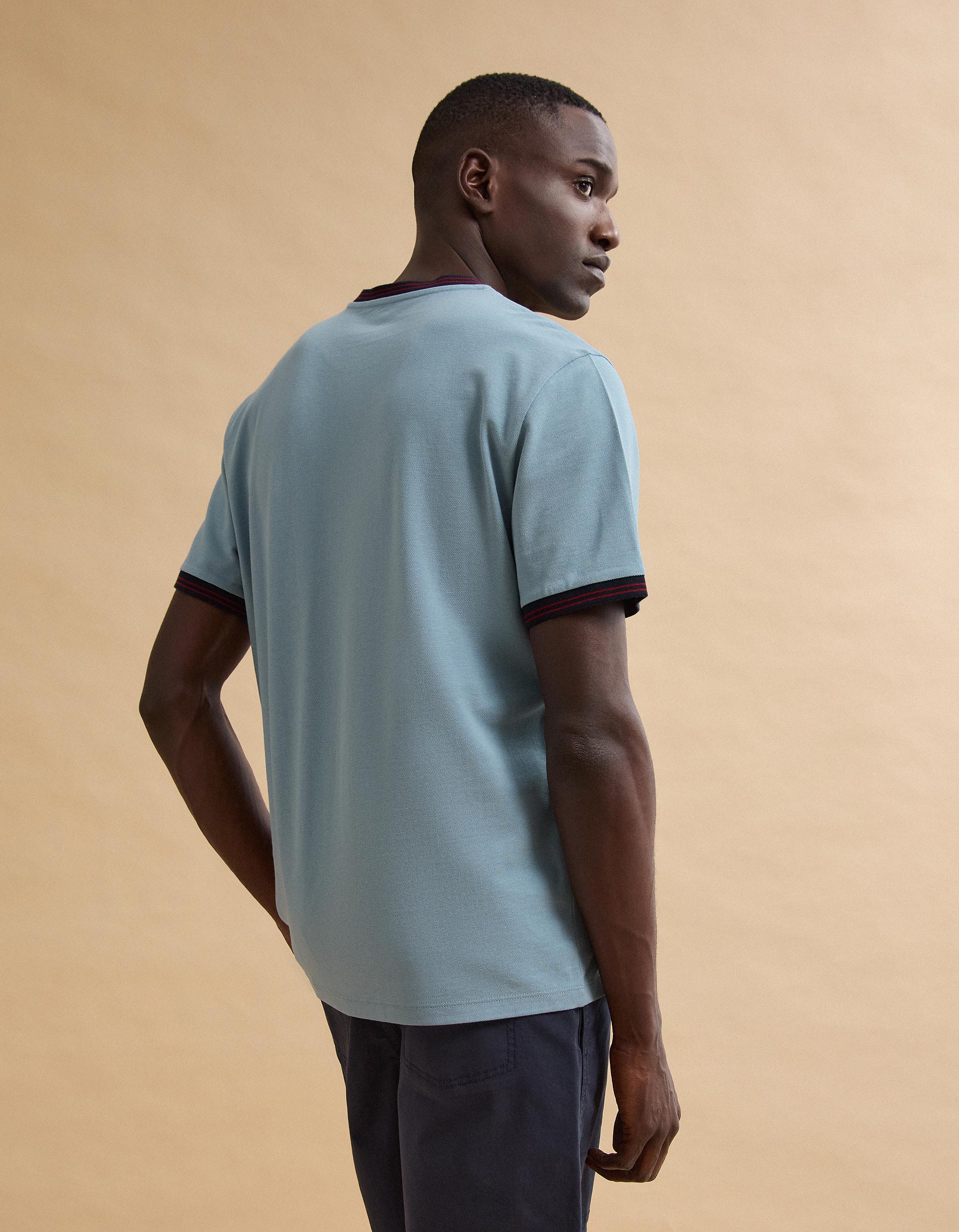 T-shirt Piquet, Homem, Azul Claro