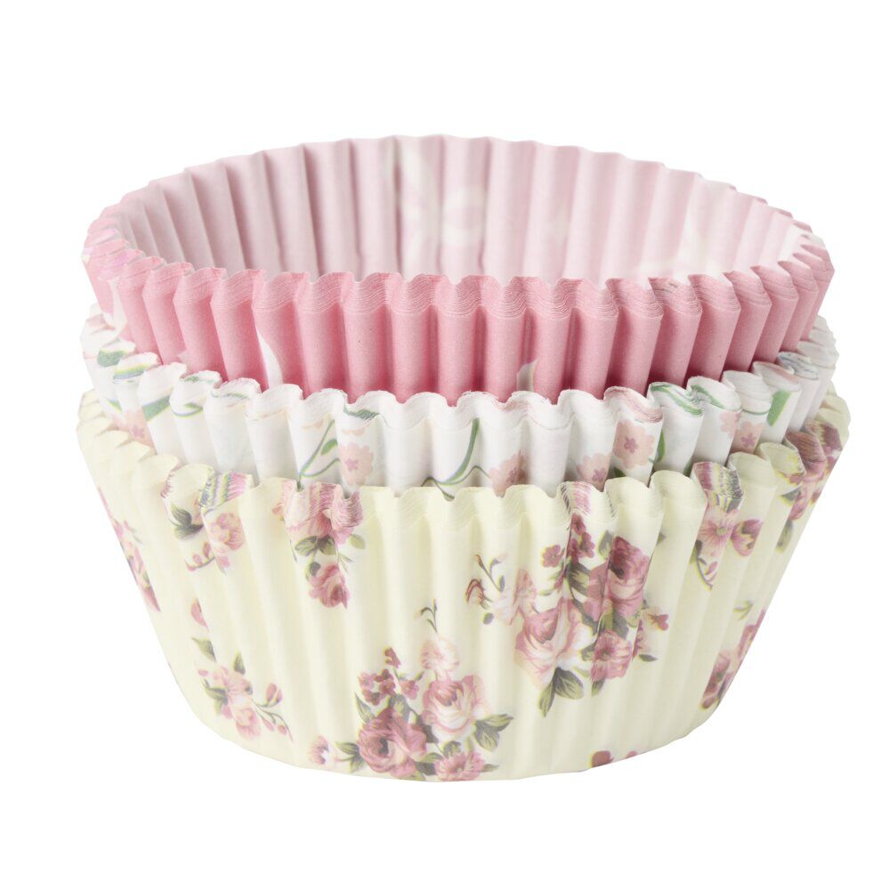 Caissette de cuisson x75 cupcakes et muffins en papier motif floral Ø7xH5cm