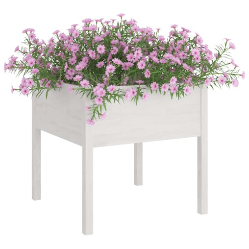NNEVL Garden Planters 2 pcs White 70x70x70 cm Solid Pinewood