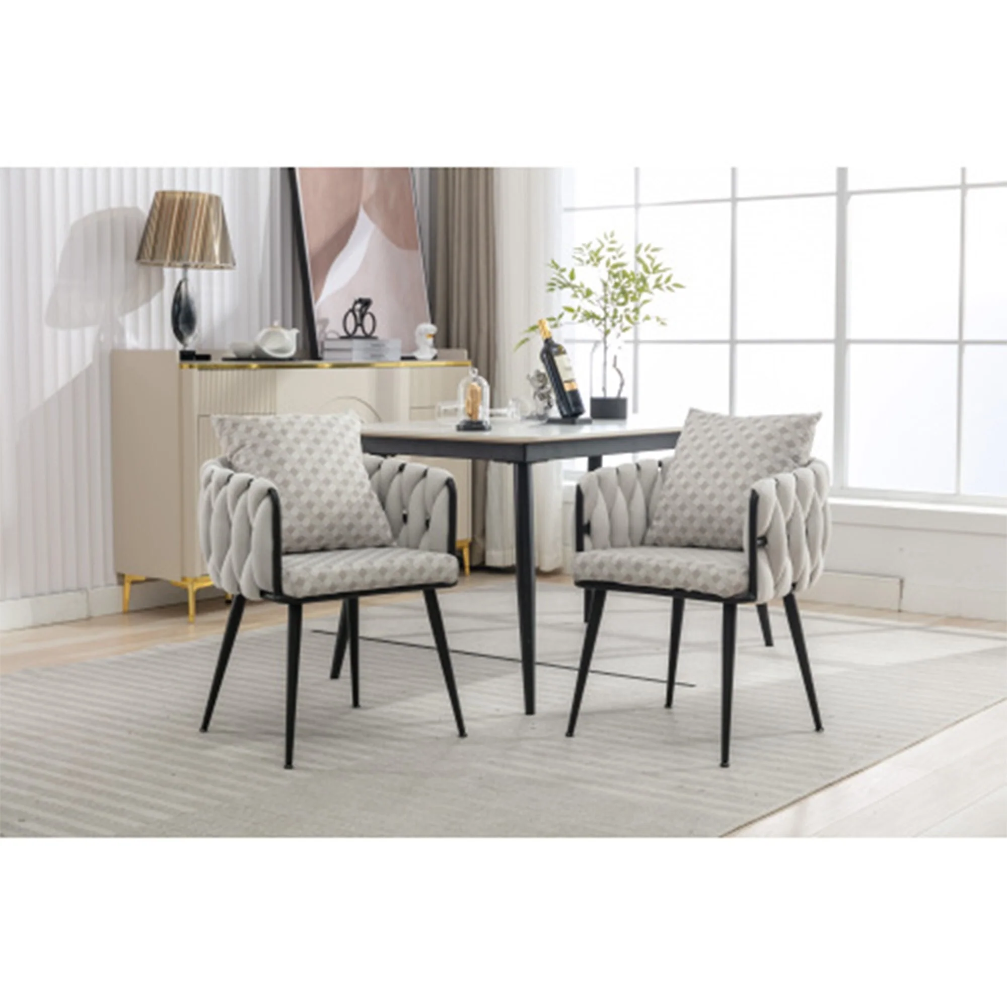 Beige Velvet Dining Chairs Set of 2,only chairs