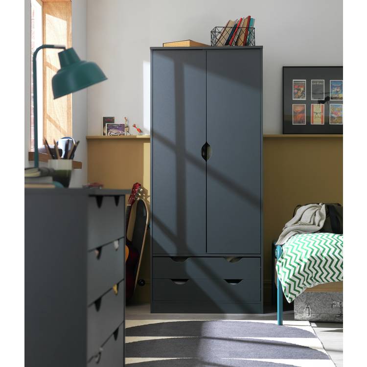 Habitat Pagnell 2 Door 2 Drawer Wardrobe - Grey