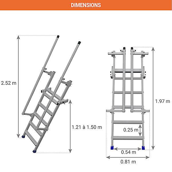 Echelle réglable de 1.21 à 1.50m - MAC150R