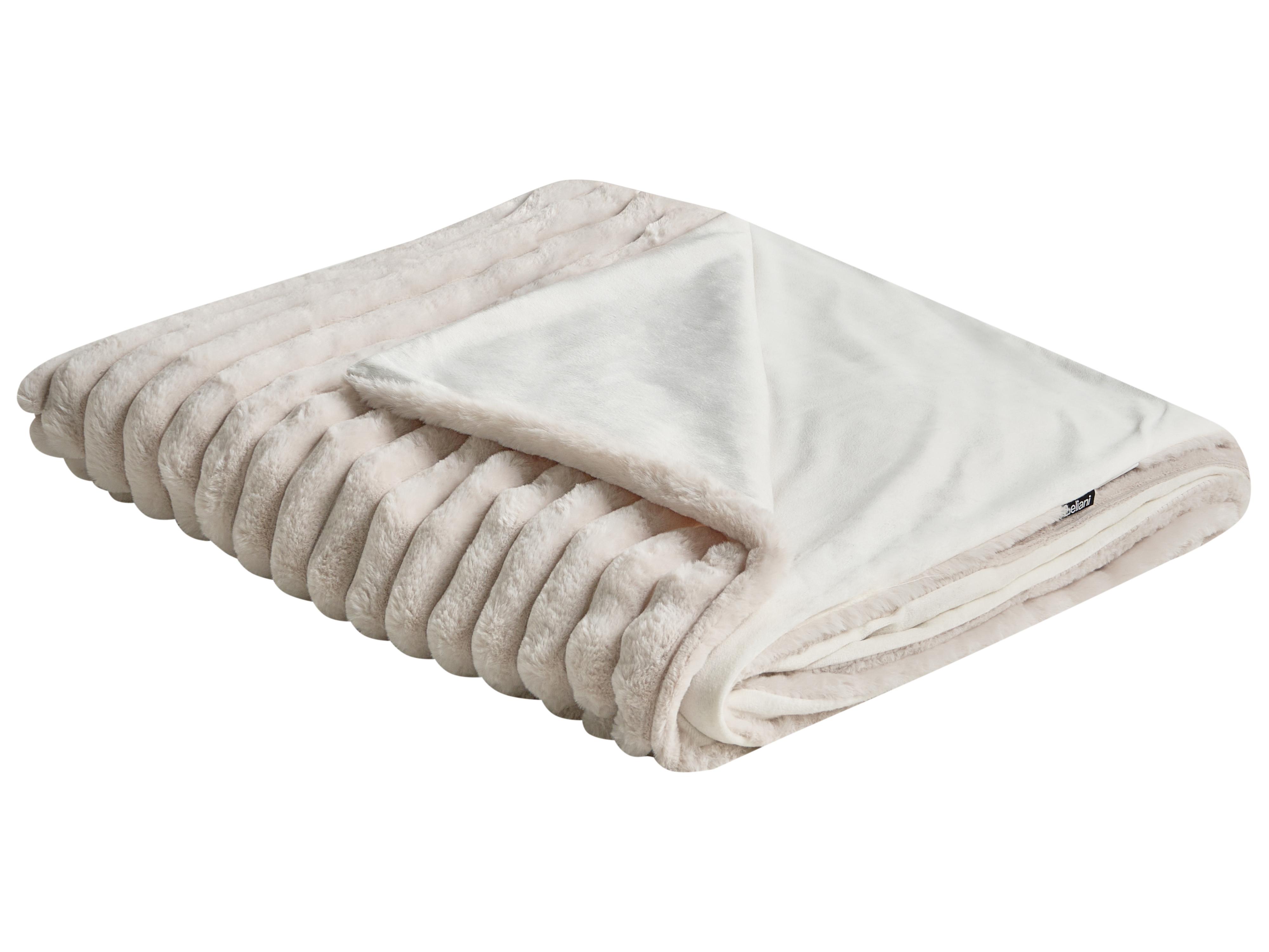 Bedspread RAKYA Faux Fur 200 x 220 cm Light Beige
