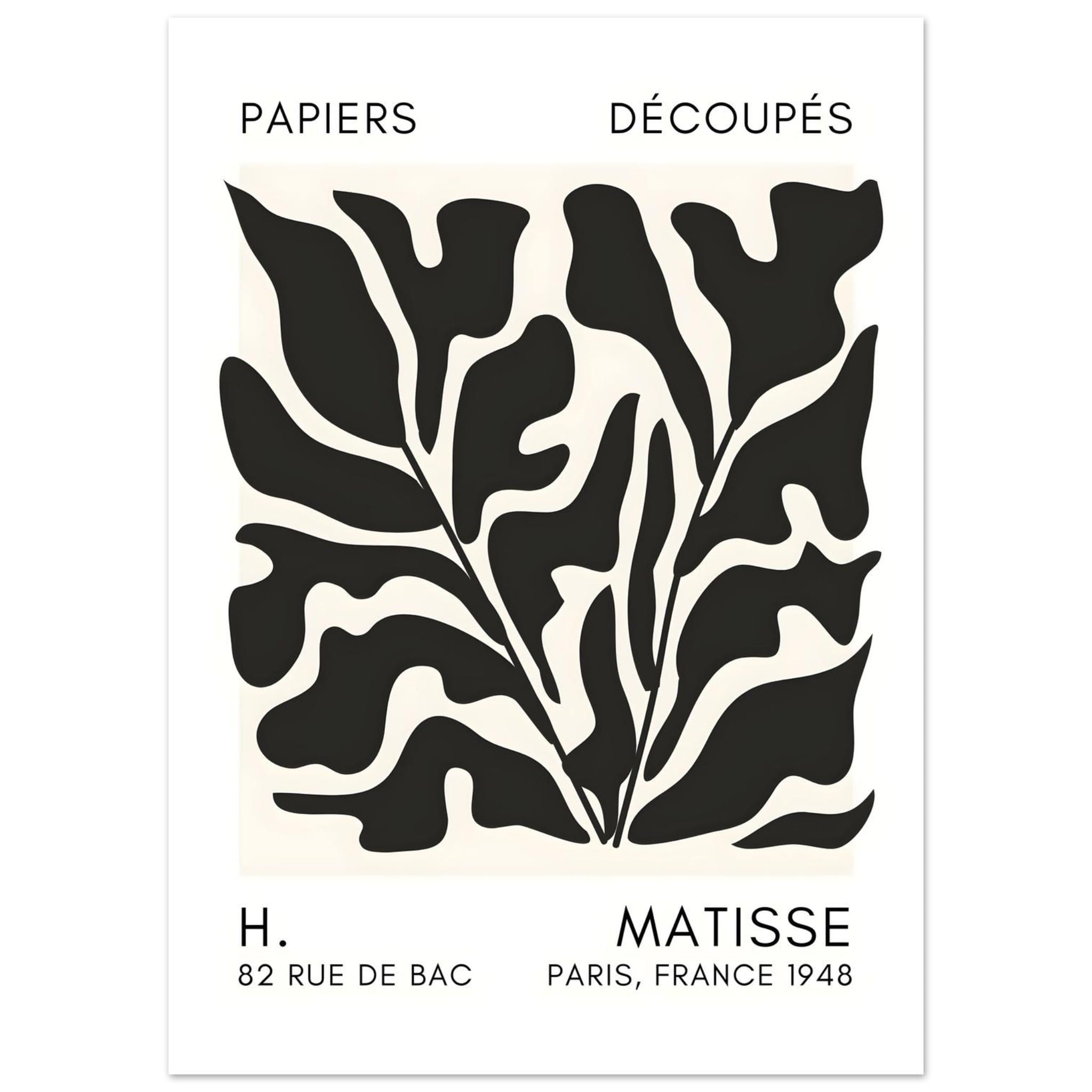 Artfulprints Poster Matisse – Seabed shapes black  - 50x70 cm - Zwart