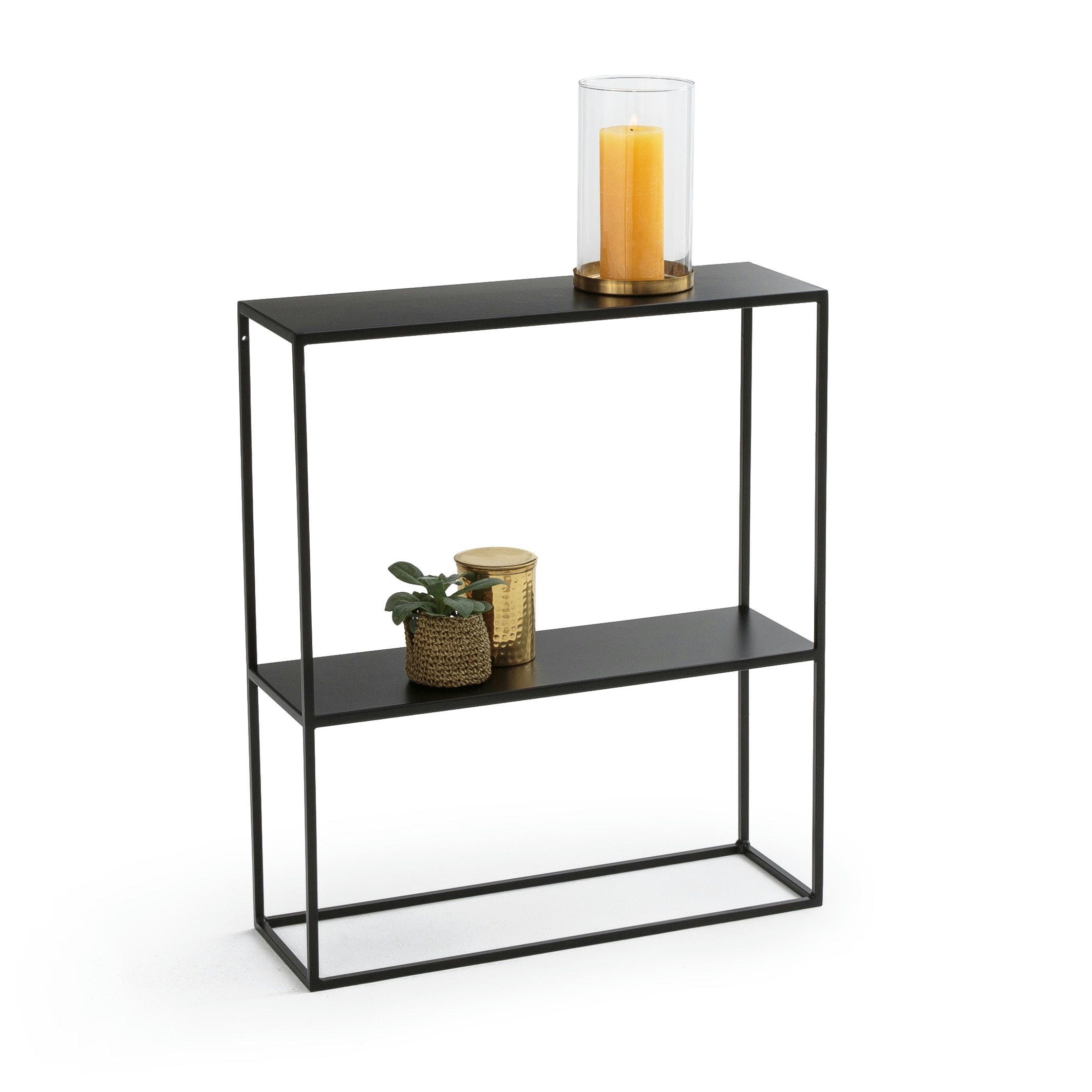 Console métal acier double plateau, Hiba