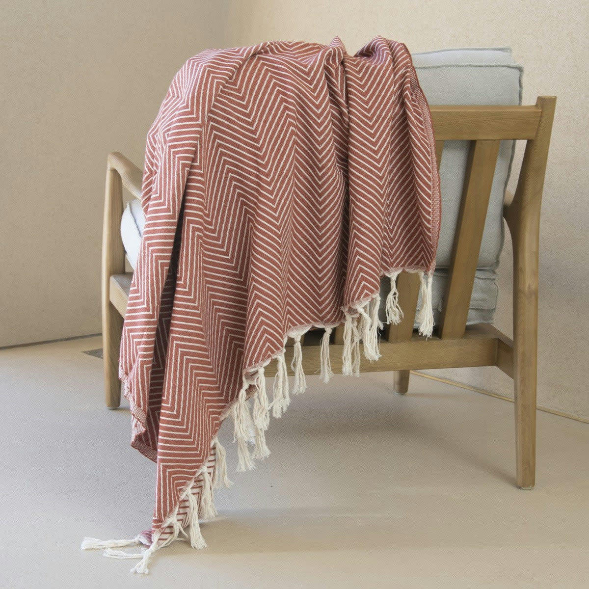 AMSTERDAM - Plaid coton  160x250 terracotta