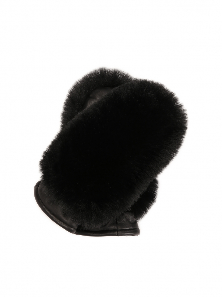 Single-finger leather gloves with synthetic fur