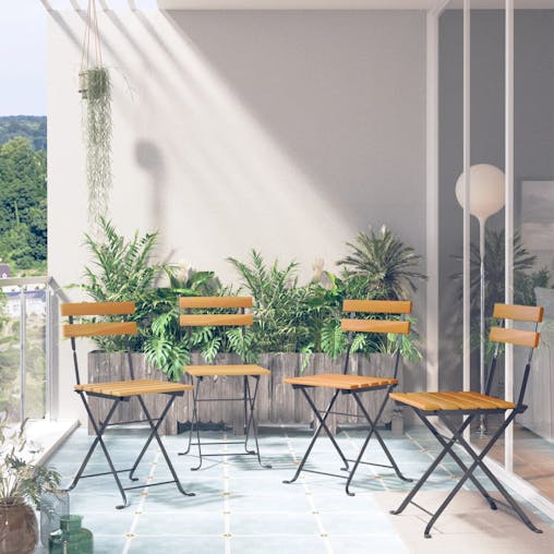 NNEVL Folding Bistro Chair 4 pcs Solid Acacia Wood