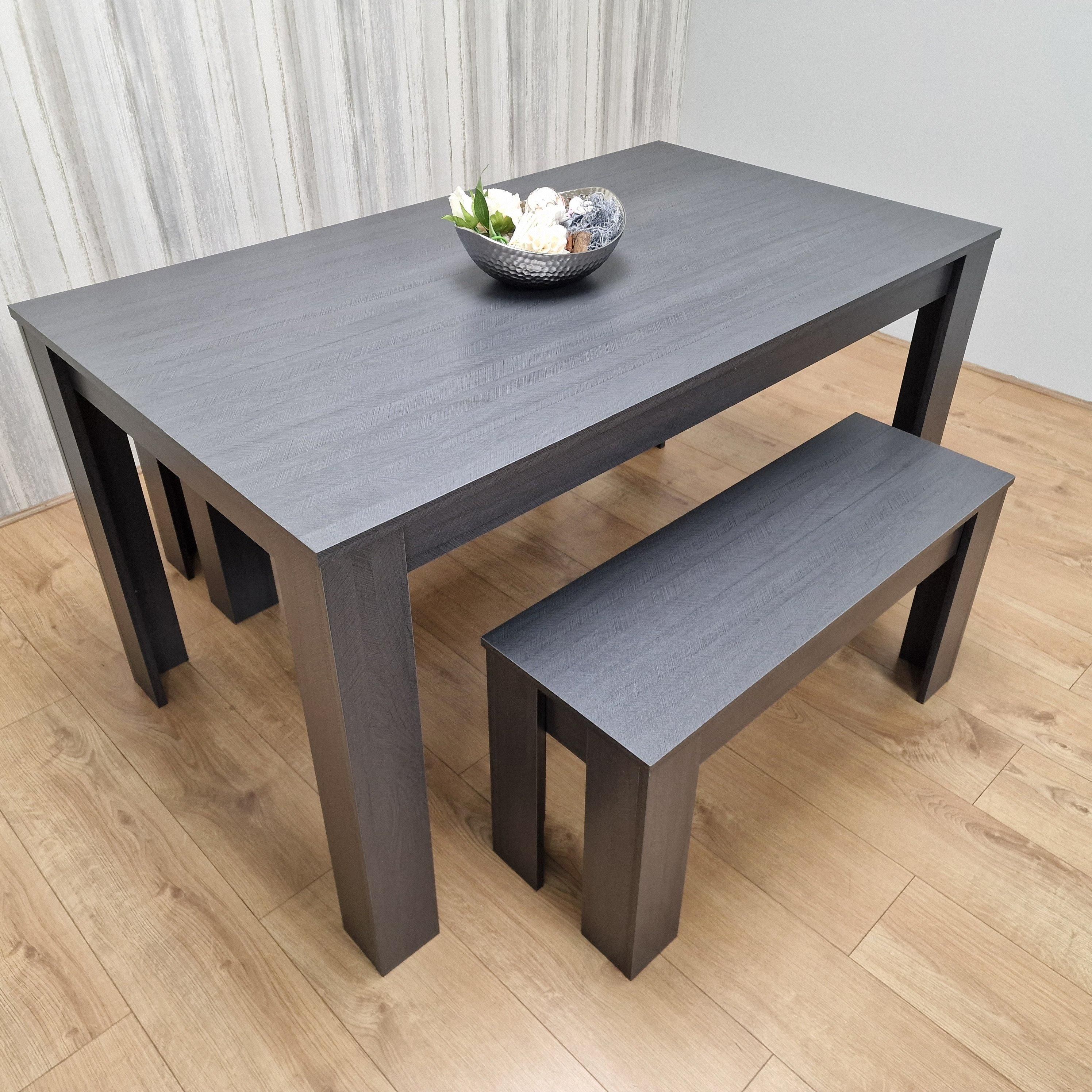 KOSY KOALA Dining Table Set Grey Dining Table With 2 Benches Kitchen Dining Table Set Dining Room Table for Four