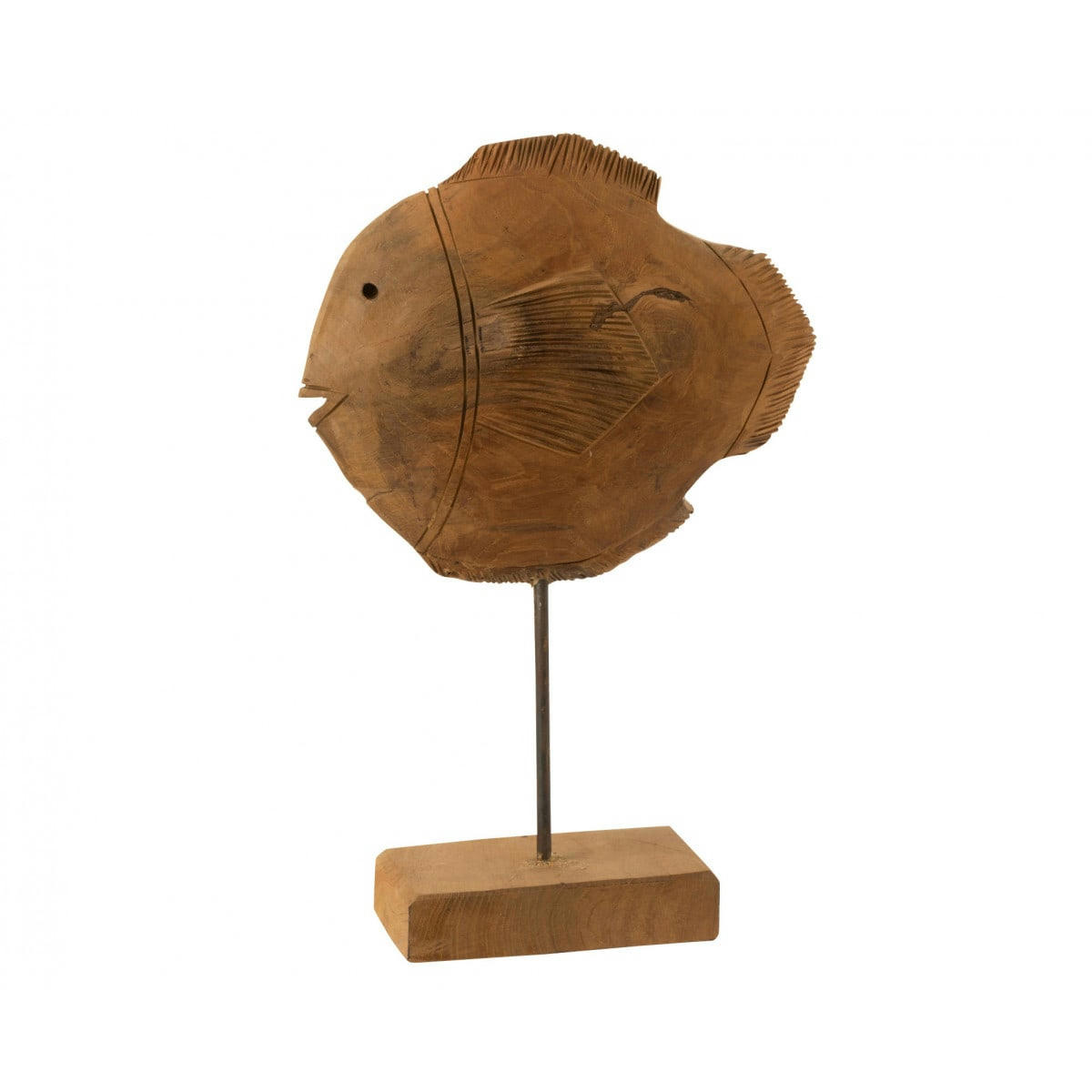 - Statue déco à poser en teck poisson 25x8x37cm