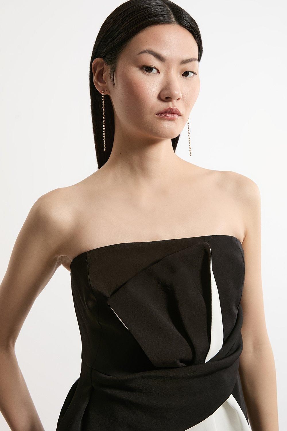 KarenMillen Petite Archive Collection -Bow Detail Crepe Bandeau Midi Dress