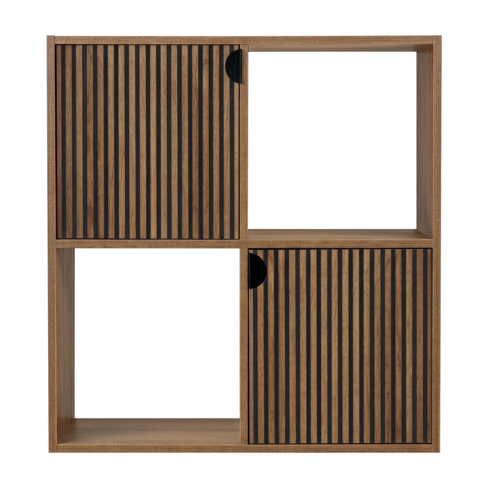 étagère Adam 4 cases 2 portes en bois brun L60xP29,5xH60cm