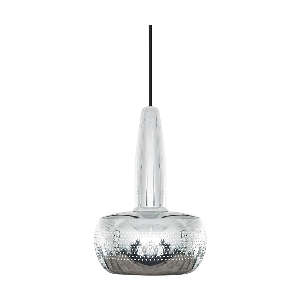 Umage Clava hanglamp polished steel - met koordset zwart - Ø 21,5 cm