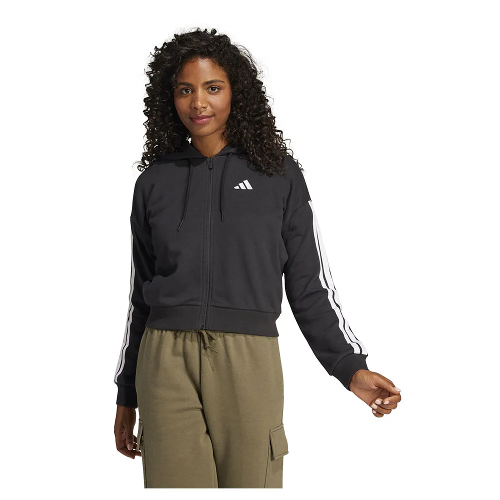 adidas Essentials 3 Stripes French Terry full zip sweatshirt